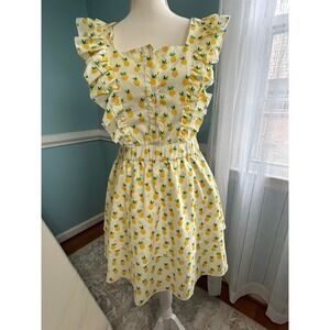 The Shirt Rochelle Behrens Pineapple Ruffle Tiered Dress boutique size M
